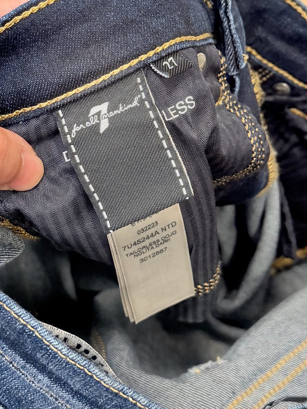 LIKE NEW 7 For All Mankind Women’s Tailorless Dojo Denim Japanese Fabric Jeans - Picture 6 of 8